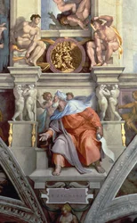 Sixtinische Kapelle: Der Prophet Ezechiel, 1510 (nach der Restaurierung, Detail)